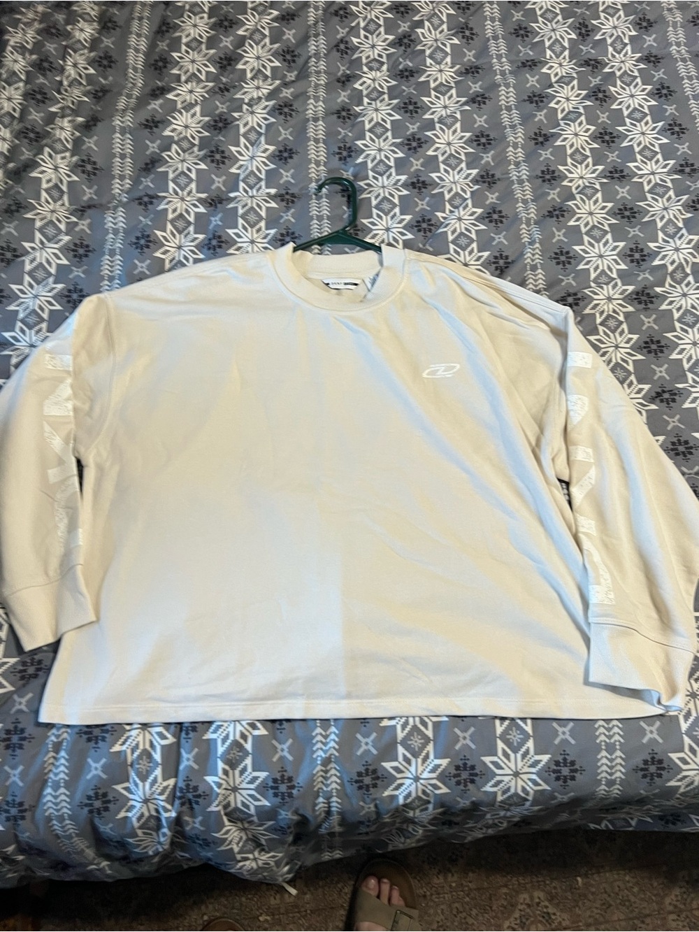 DKNY Cream Long Sleeve Crewneck Logo Tee